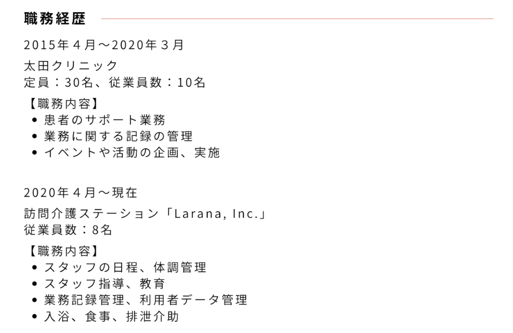 職務経歴書の記入例