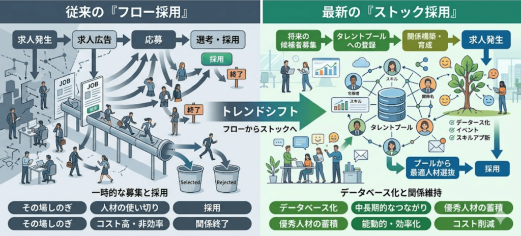 フロー採用とストック採用