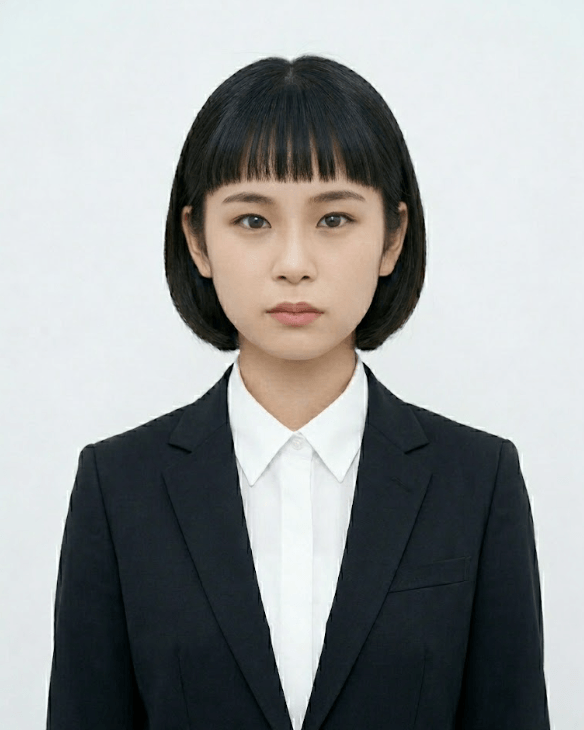 前髪ぱっつん女性